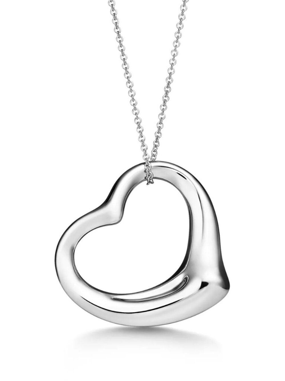 TIFFANY & CO Open Heart Pendant Sterling Silver Necklace Elsa Peretti